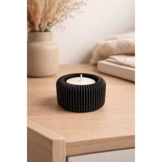 Porta Vela Decorativo Canelado com Velas Rechaud | Luz & Aconchego